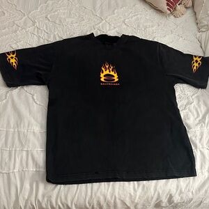 Black Tee with Yellow Flame Accents